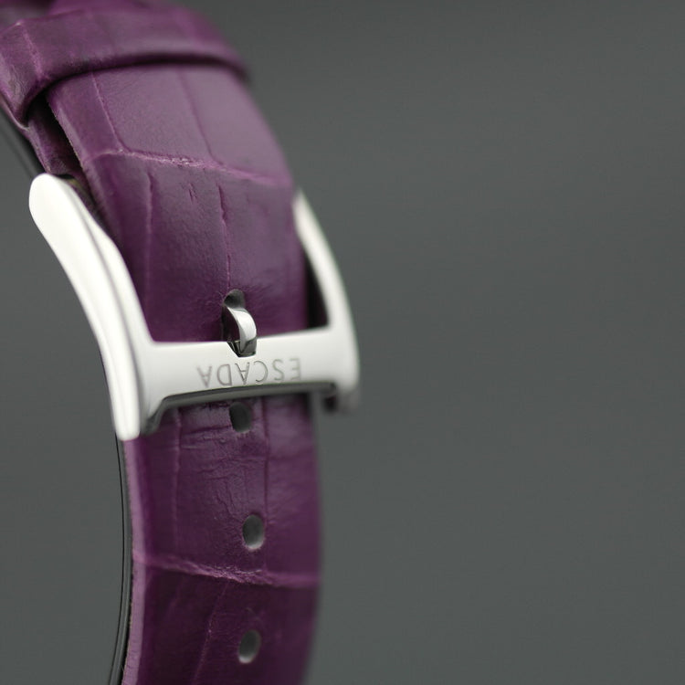 Escada Grace two-tone Swiss watch Croc-embossed purple strap