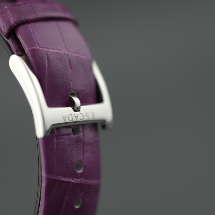 Reloj suizo Escada Grace bicolor Correa morada con relieve de cocodrilo 