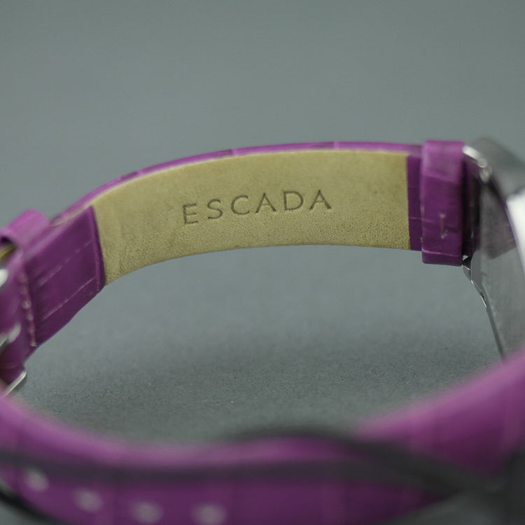 Reloj suizo Escada Grace bicolor Correa morada con relieve de cocodrilo 