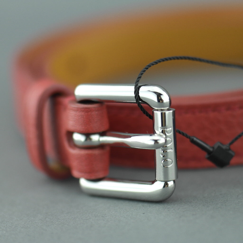 Polo Ralph Lauren Cinturón estrecho y estrecho de piel granulada para mujer de color rojo