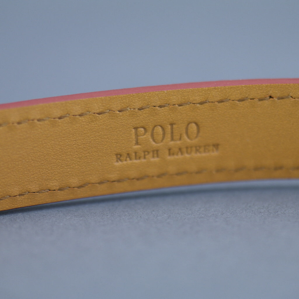 Polo Ralph Lauren Ladies skinny narrow red grained leather belt