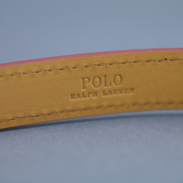 Polo Ralph Lauren Schmaler, schmaler Damengürtel aus genarbtem Leder in Rot