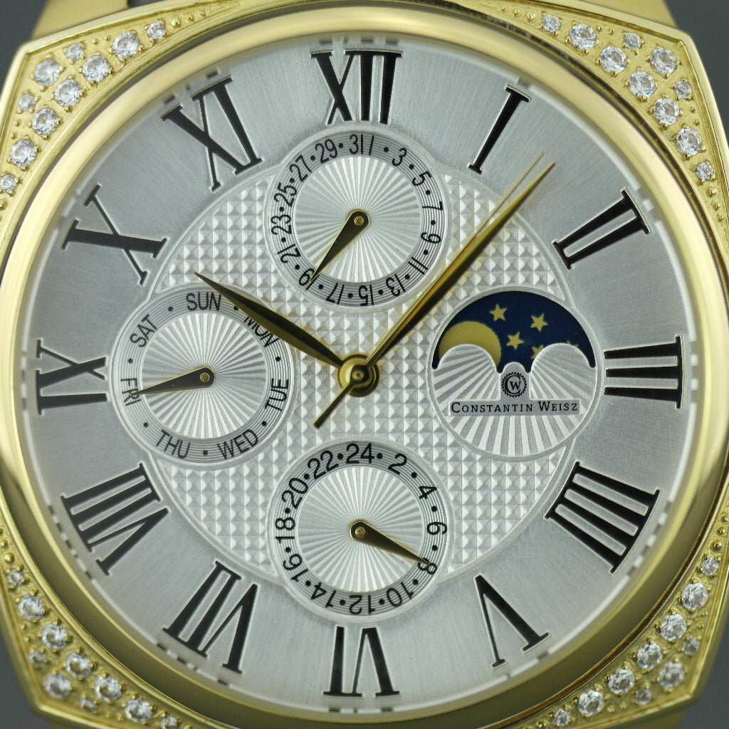 Automatische Herrenarmbanduhr von Constantin Weisz mit Mondphasen und verkrusteter Lünette