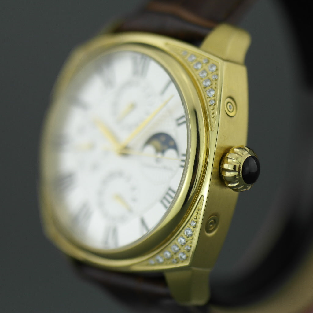 Automatische Herrenarmbanduhr von Constantin Weisz mit Mondphasen und verkrusteter Lünette