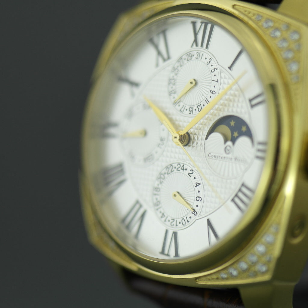 Automatische Herrenarmbanduhr von Constantin Weisz mit Mondphasen und verkrusteter Lünette