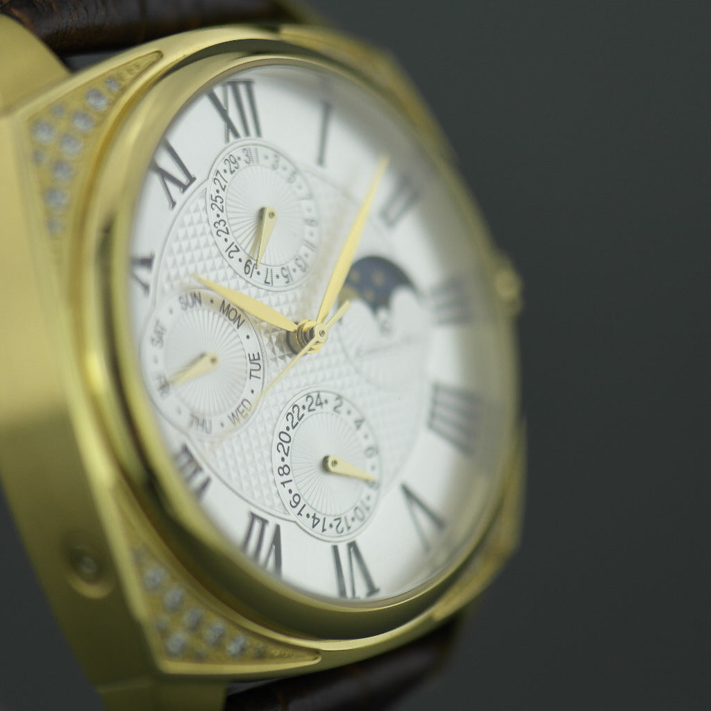 Constantin Weisz Gent's automatic wrist watch with Moon phases and encrusted bezel