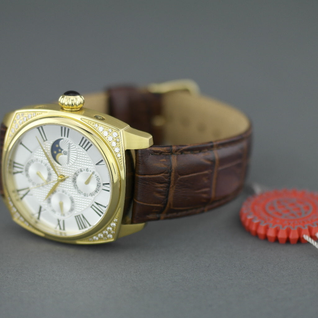 Automatische Herrenarmbanduhr von Constantin Weisz mit Mondphasen und verkrusteter Lünette
