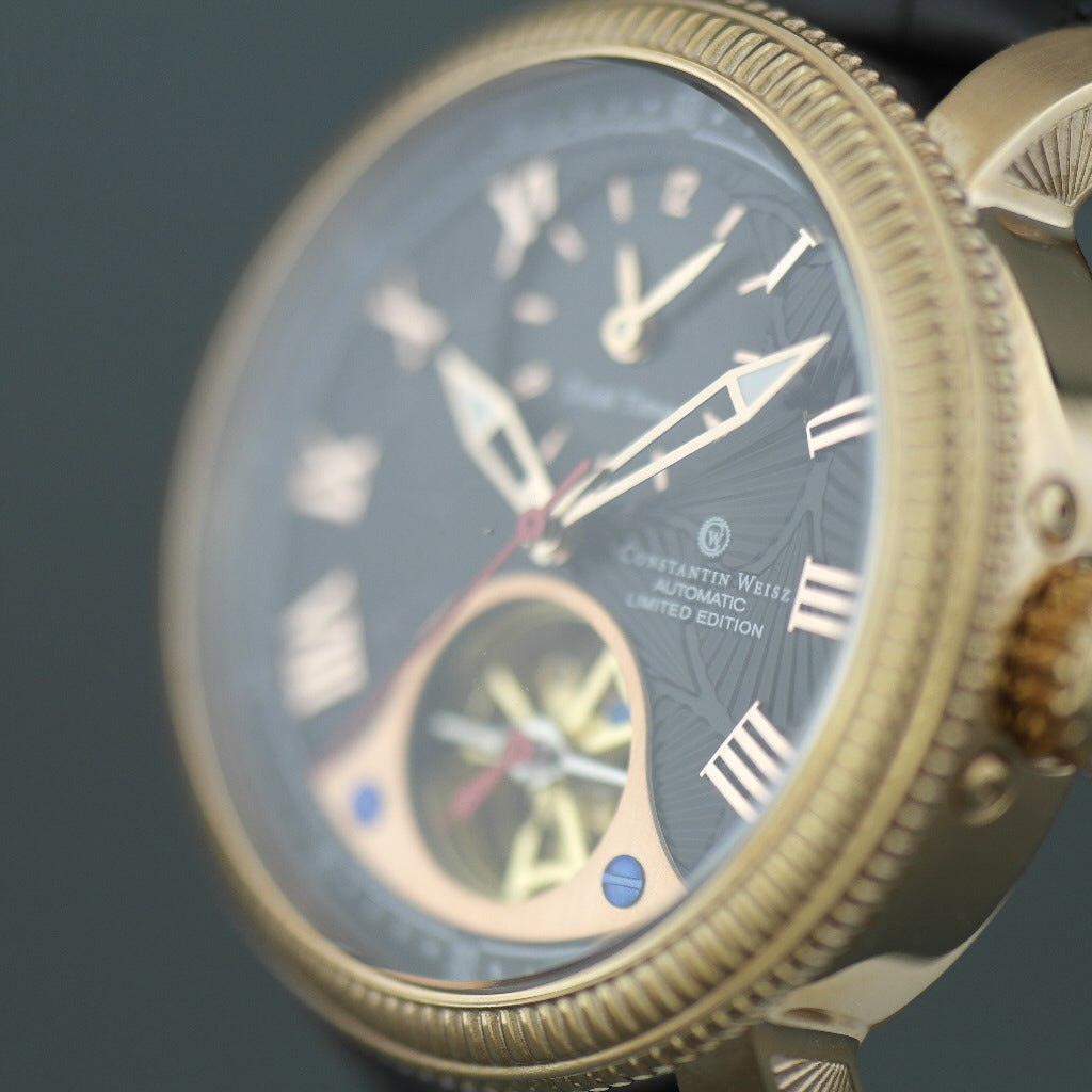 Limited Edition der automatischen, vergoldeten Dualzeit-Armbanduhr von Constantin Weisz Gent