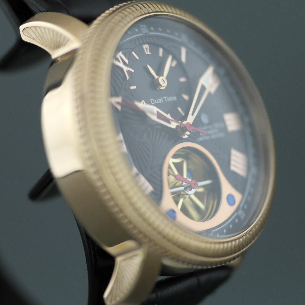 Limited Edition Constantin Weisz Gent's automatic gold plated dual time wrist watch