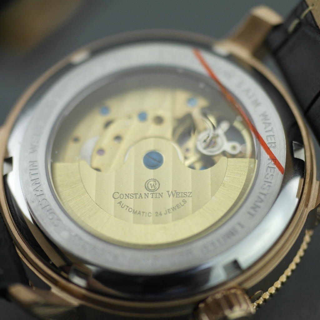 Limited Edition der automatischen, vergoldeten Dualzeit-Armbanduhr von Constantin Weisz Gent