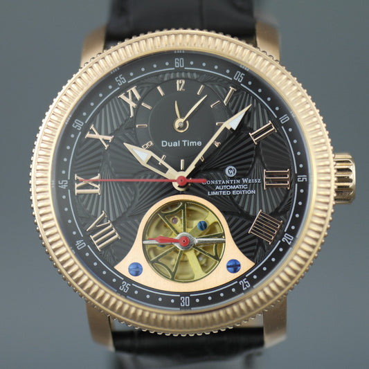 Limited Edition der automatischen, vergoldeten Dualzeit-Armbanduhr von Constantin Weisz Gent