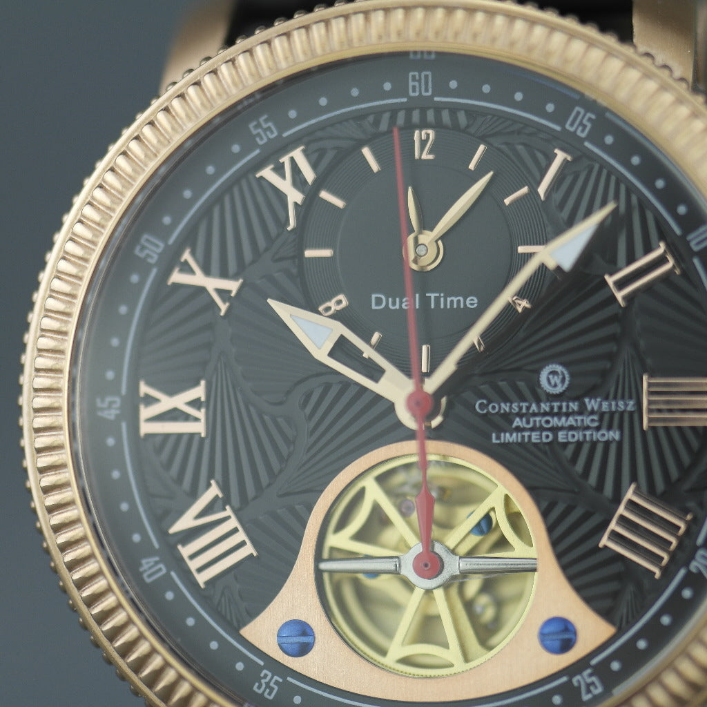 Limited Edition der automatischen, vergoldeten Dualzeit-Armbanduhr von Constantin Weisz Gent