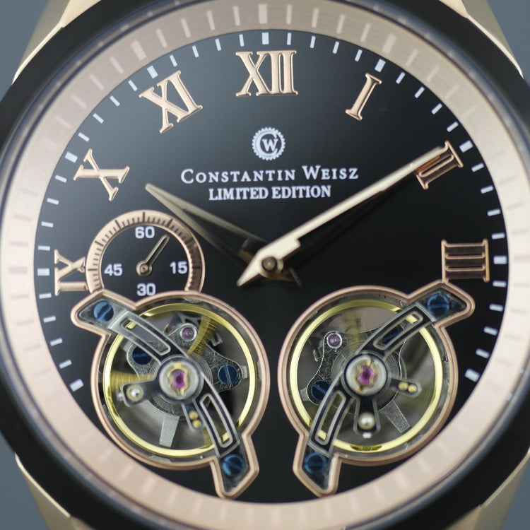 Reloj de pulsera automático Constantin Weisz de edición limitada para hombre con volante doble 