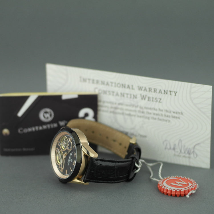 Reloj de pulsera automático Constantin Weisz de edición limitada para hombre con volante doble 