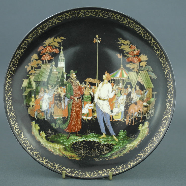 The Priest and His Servant Balda, Russian tales plate from Vinogradoff porcelain, Wall Decor