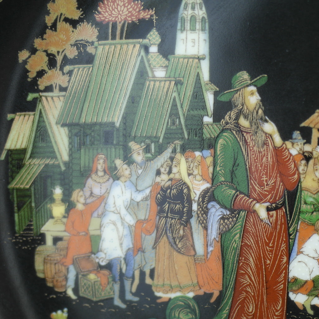 The Priest and His Servant Balda, Russian tales plate from Vinogradoff porcelain, Wall Decor