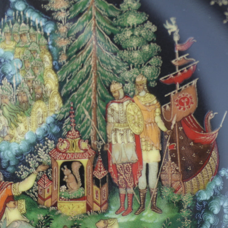 Zar Saltan, russischer Märchenteller aus Vinogradoff-Porzellan, Wanddekoration 