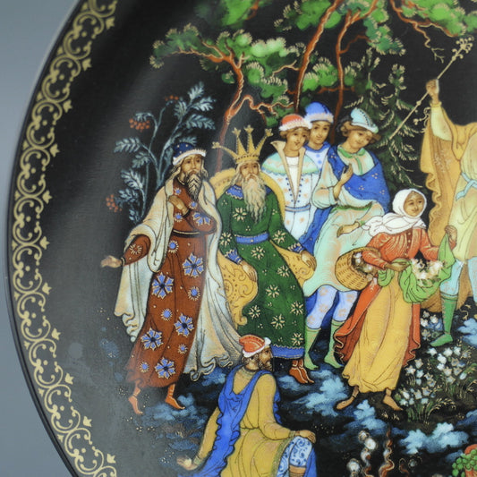 Los Doce Meses, plato de porcelana de cuentos rusos de Palekh Marsters de Rusia, Decoración de pared