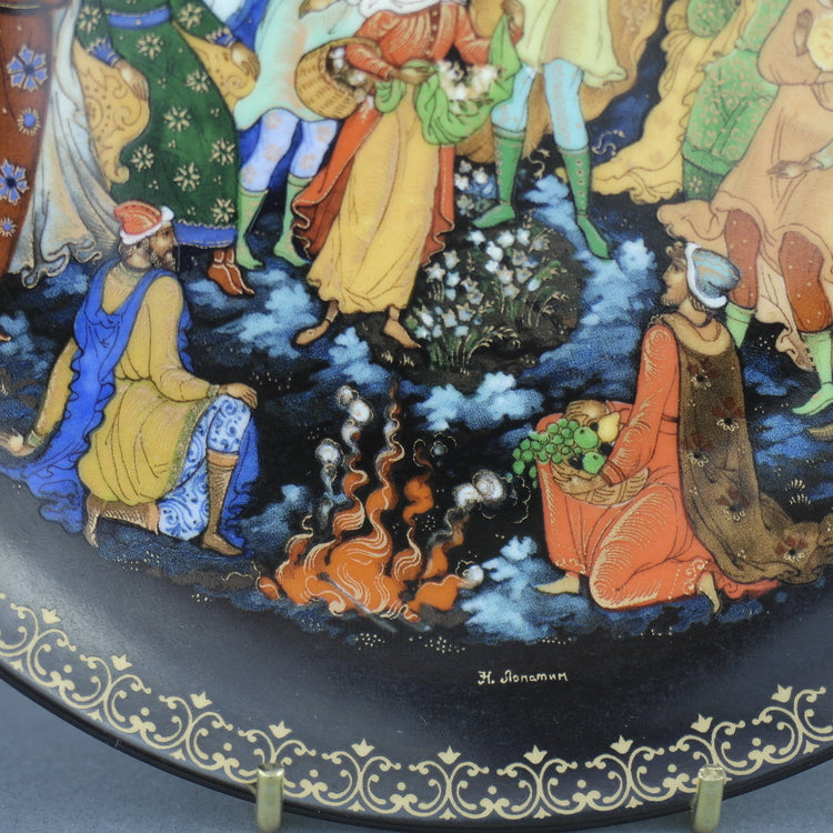 Los Doce Meses, plato de porcelana de cuentos rusos de Palekh Marsters de Rusia, Decoración de pared