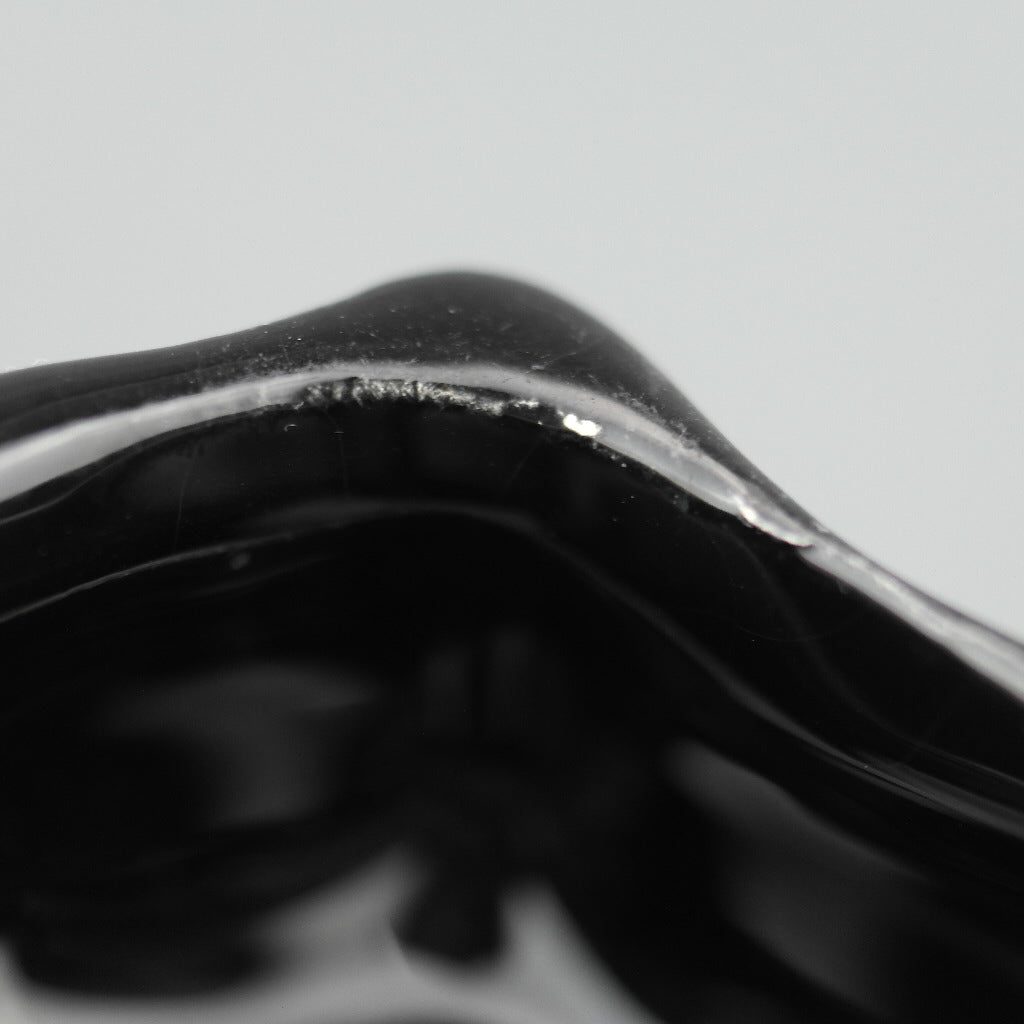 Vintage Greek 24ct Gold plated black pottery trinket bowl - flowers