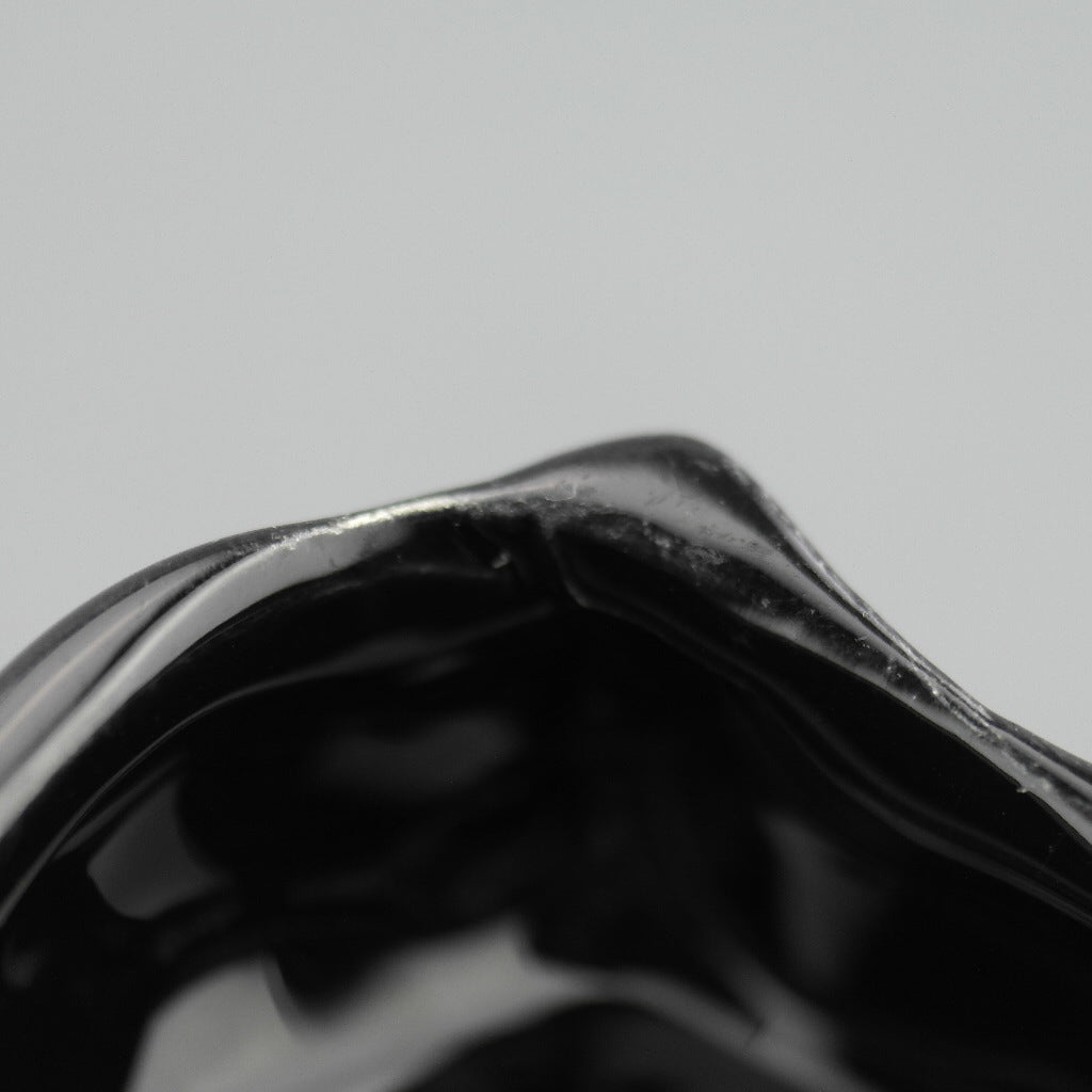 Vintage Greek 24ct Gold plated black pottery trinket bowl - flowers