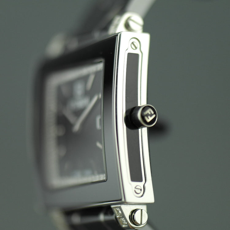 Fendi Orologi Quadro Black Ceramic and Diamonds Swiss wrist watch