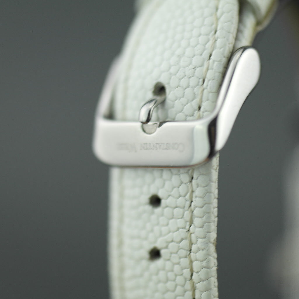 Constantin Weisz Diamonds Reloj de pulsera mecánico correa de cuero blanco
