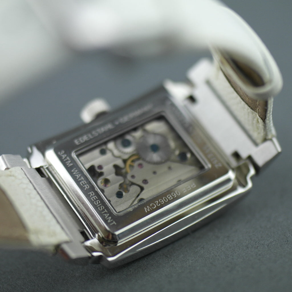 Constantin Weisz Diamonds Reloj de pulsera mecánico correa de cuero blanco