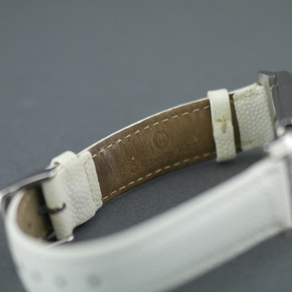 Constantin Weisz Diamonds Mechanical wrist watch white leather strap