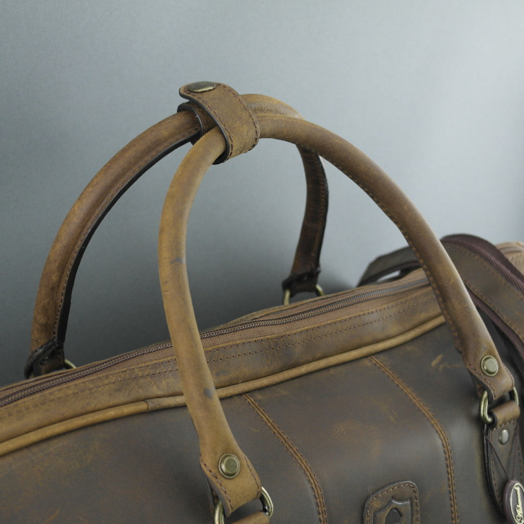 Ashwood Genuine Leather Holiday Business Sport Large Holdall Travel bag mud colour