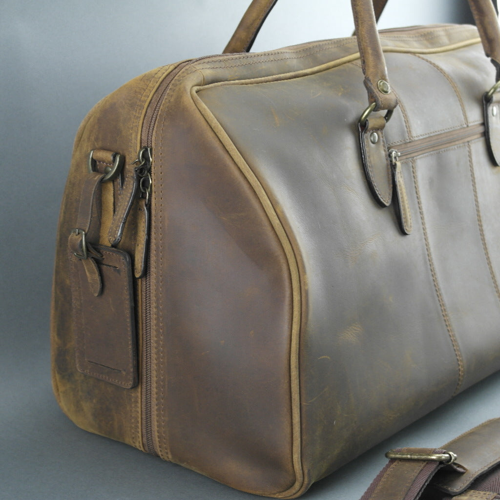 Ashwood Genuine Leather Holiday Business Sport Large Holdall Travel bag mud colour