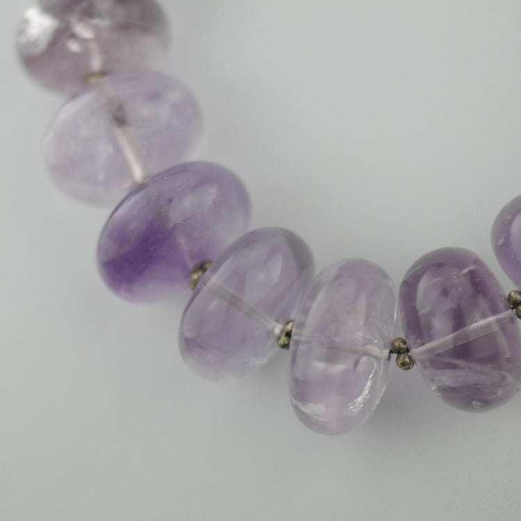 Stylish huge purple amethyst style crystal beads silver necklace