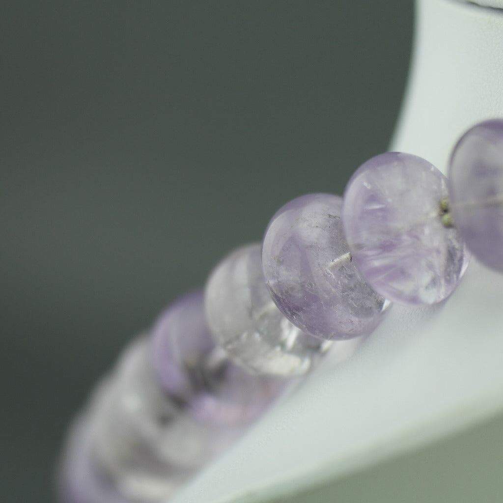 Stylish huge purple amethyst style crystal beads silver necklace