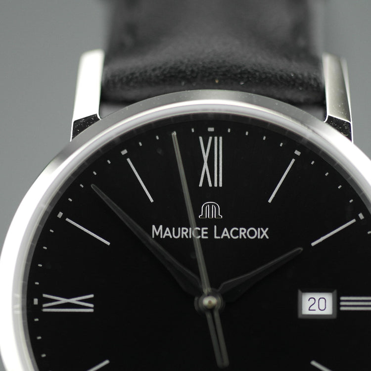 Maurice Lacroix Eliros Swiss wrist watch with Leather Strap and Black Dial