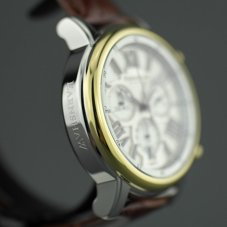 Thomas Earnshaw Longcase 43 Swiss made quartz wrist watch with brown leather strap
