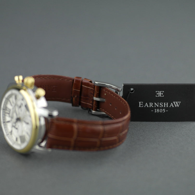 Thomas Earnshaw Longcase 43 Swiss made quartz wrist watch with brown leather strap