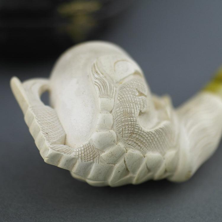 Antique Meerschaum pipe with carved Baltic Amber mouthpiece