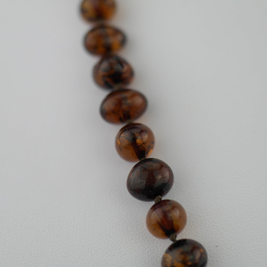 Natural shape Genuine Baltic Amber beads necklace dark cognac colour