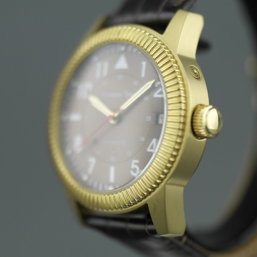 Moscow Time open heart automatic wrist watch with genuine leather strap