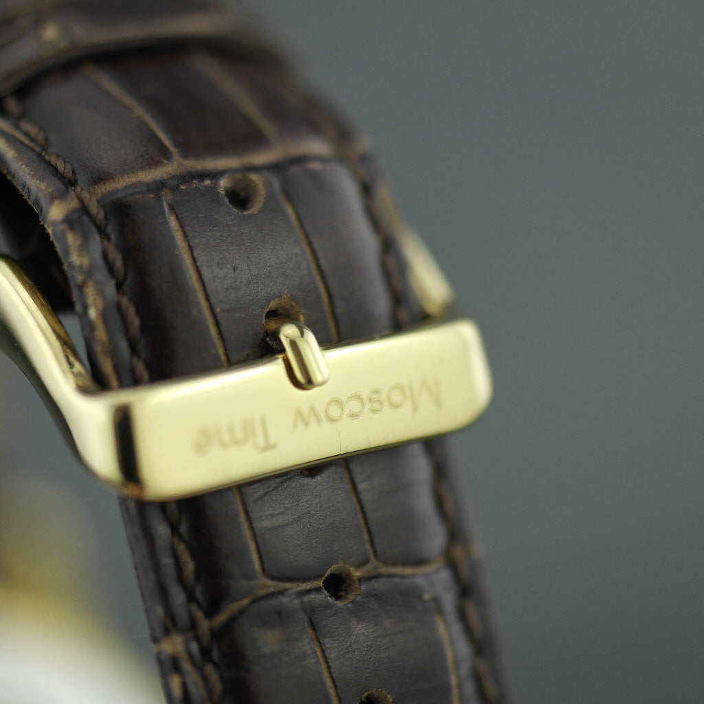 Reloj de pulsera automático con corazón abierto, hora de Moscú, con correa de piel auténtica.