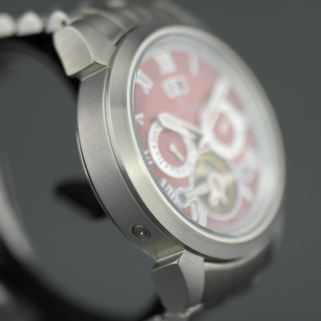 Constantin Weisz 35 Jewels Automatik-Armbanduhr mit offenem Herzen. Rotes Zifferblatt und Armband