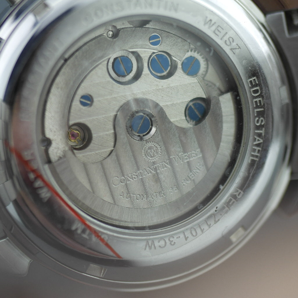 Constantin Weisz 35 jewels Automatic Open heart wrist watch Red dial stainless steel bracelet