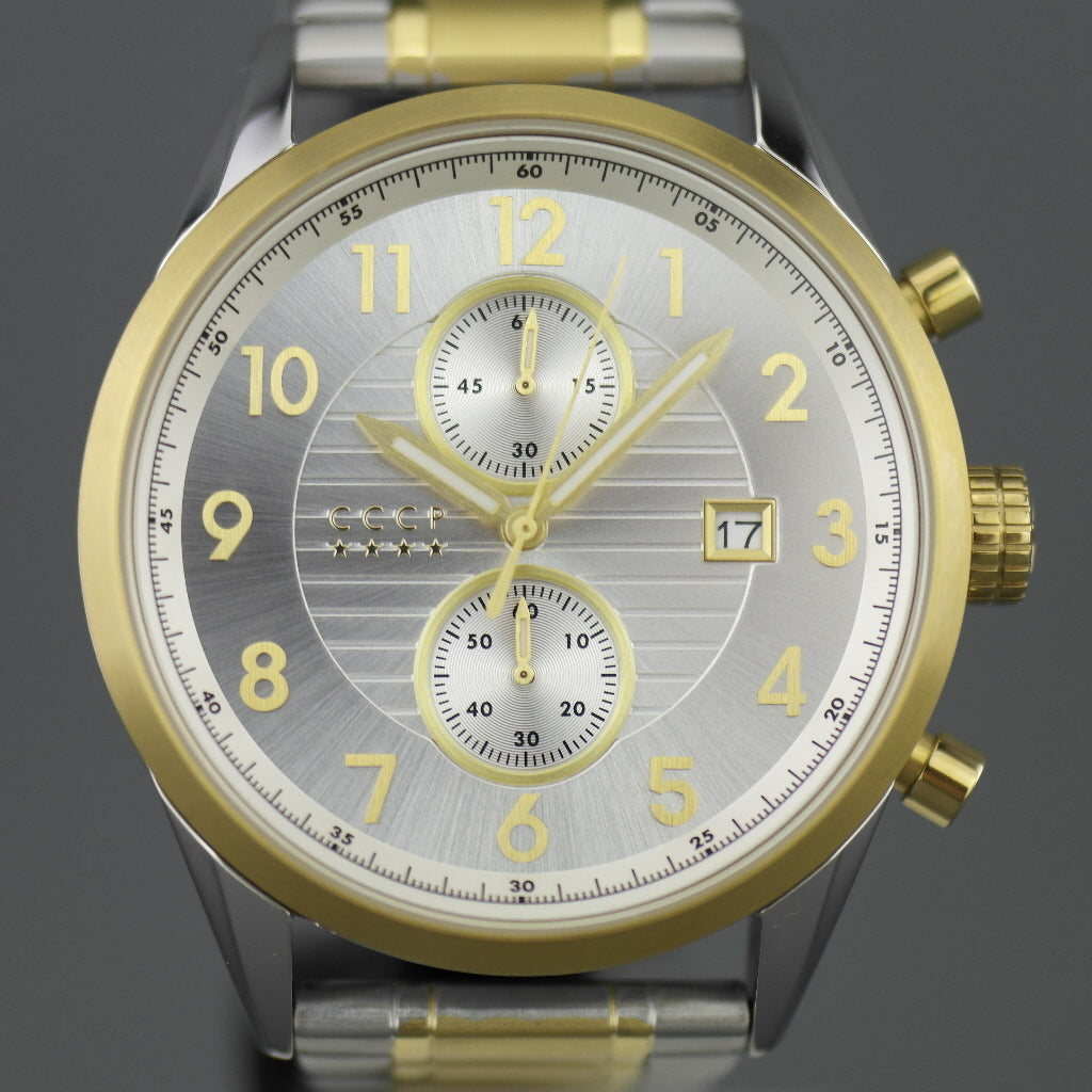 CCCP Chronograph-Armbanduhr mit Datum und Edelstahlarmband