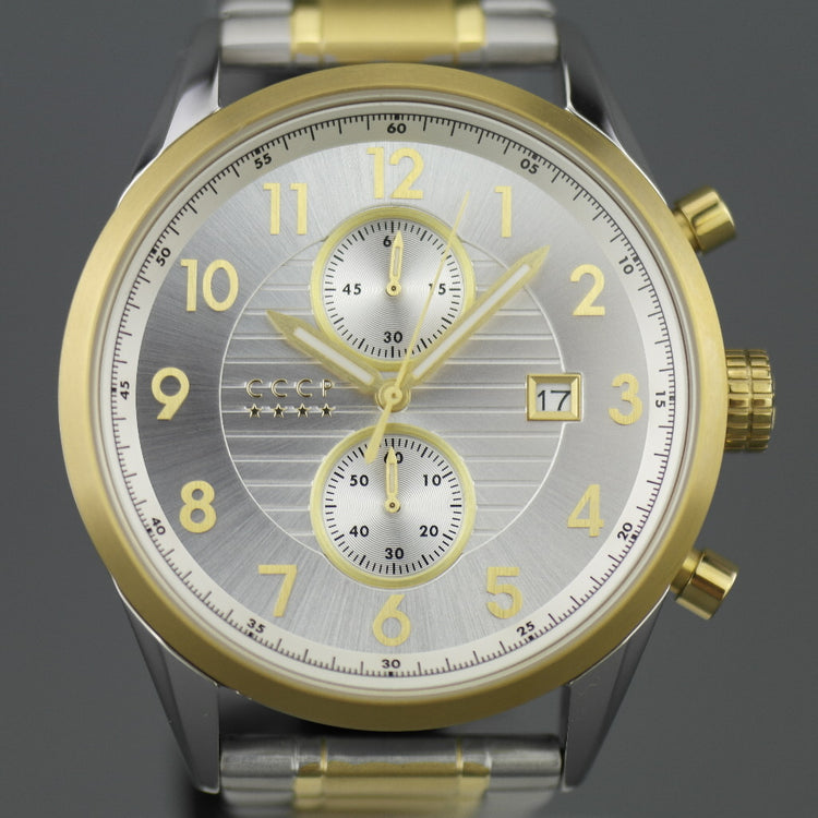 CCCP Chronograph wristwatch with date and stainless steel bracelet