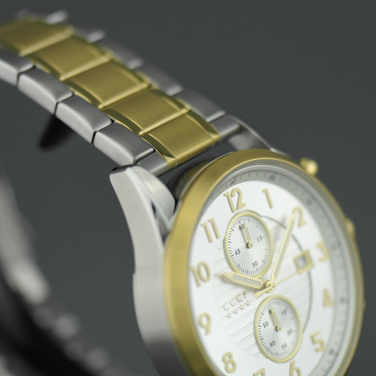 CCCP Chronograph-Armbanduhr mit Datum und Edelstahlarmband