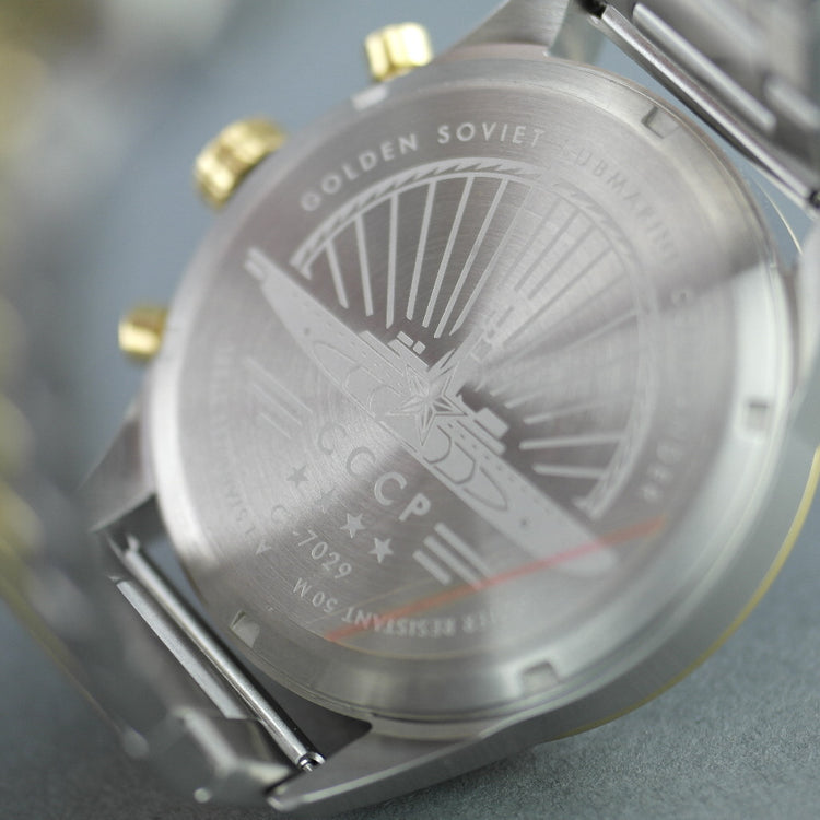 CCCP Chronograph-Armbanduhr mit Datum und Edelstahlarmband