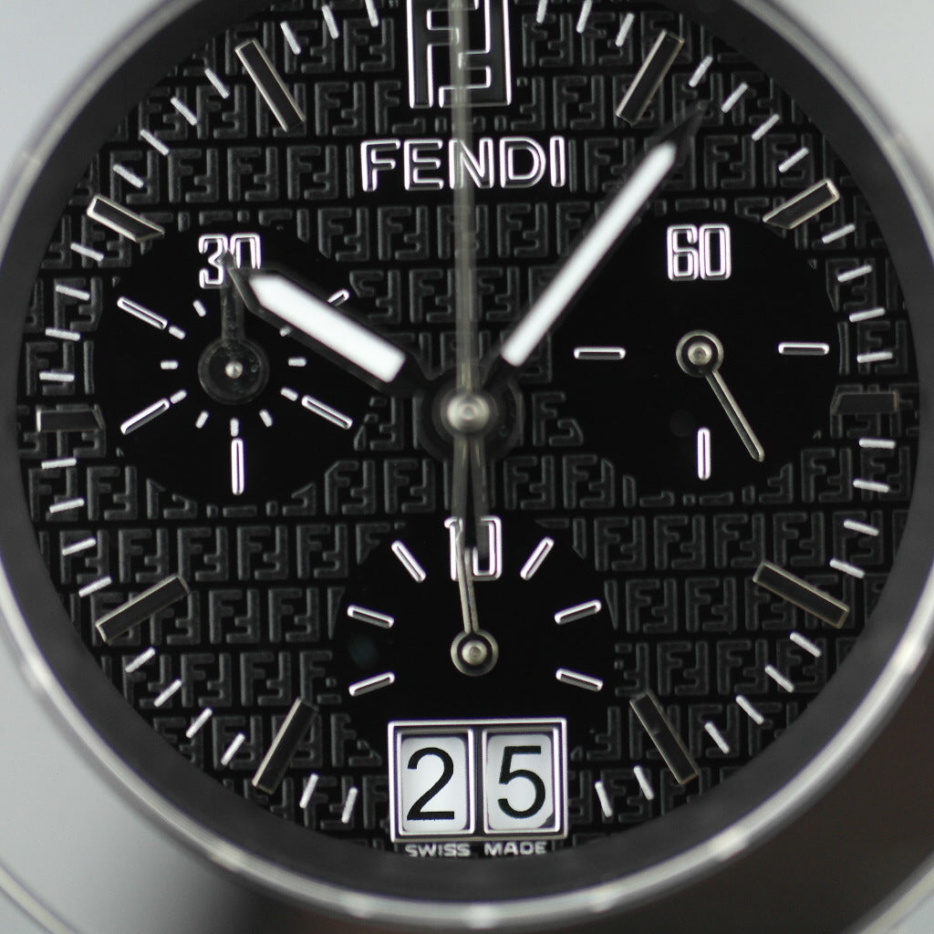 Fendi Orologi Ovali Black Ceramic date Chronograph Swiss wrist watch