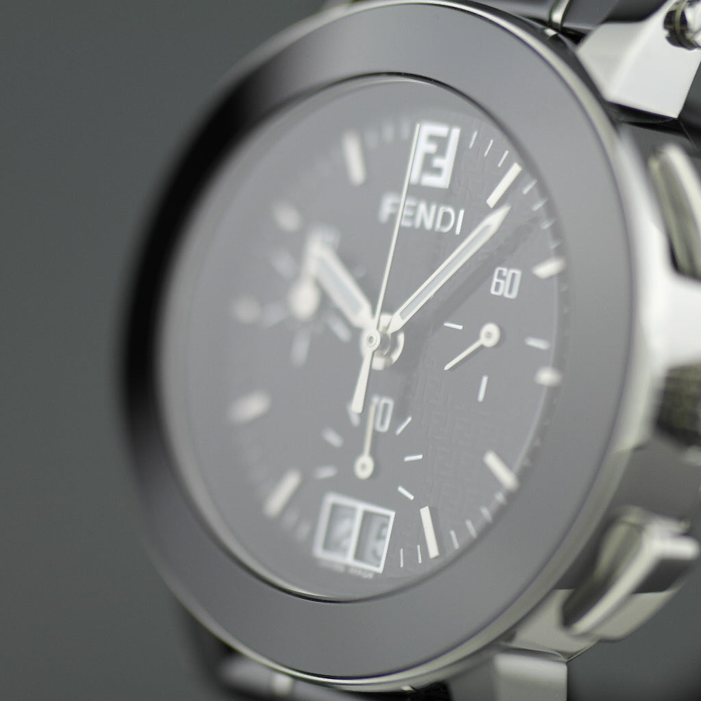 Fendi Orologi Ovali Black Ceramic date Chronograph Swiss wrist watch