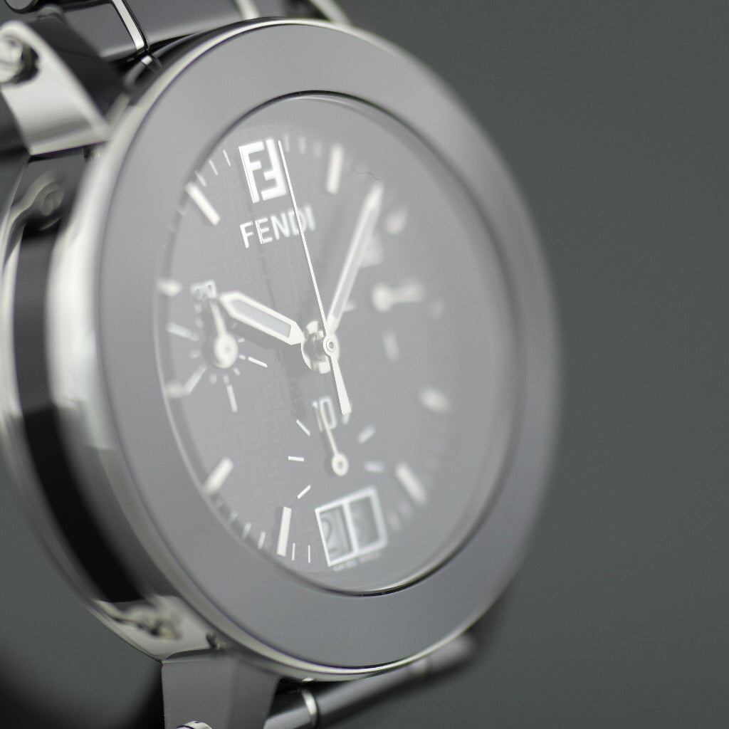Fendi Orologi Ovali Schwarze Keramik-Datumschronograph-Schweizer Armbanduhr