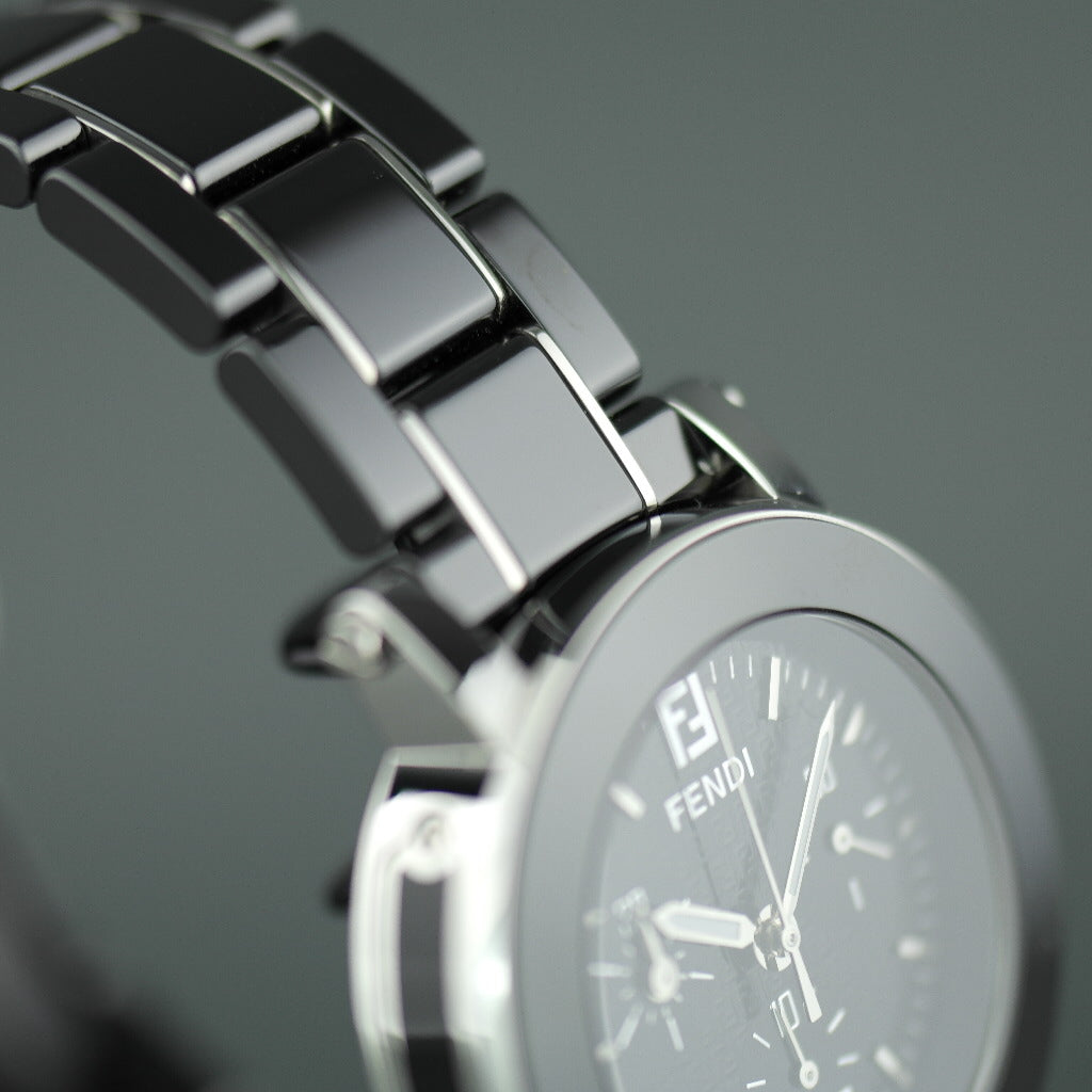Fendi Orologi Ovali Schwarze Keramik-Datumschronograph-Schweizer Armbanduhr
